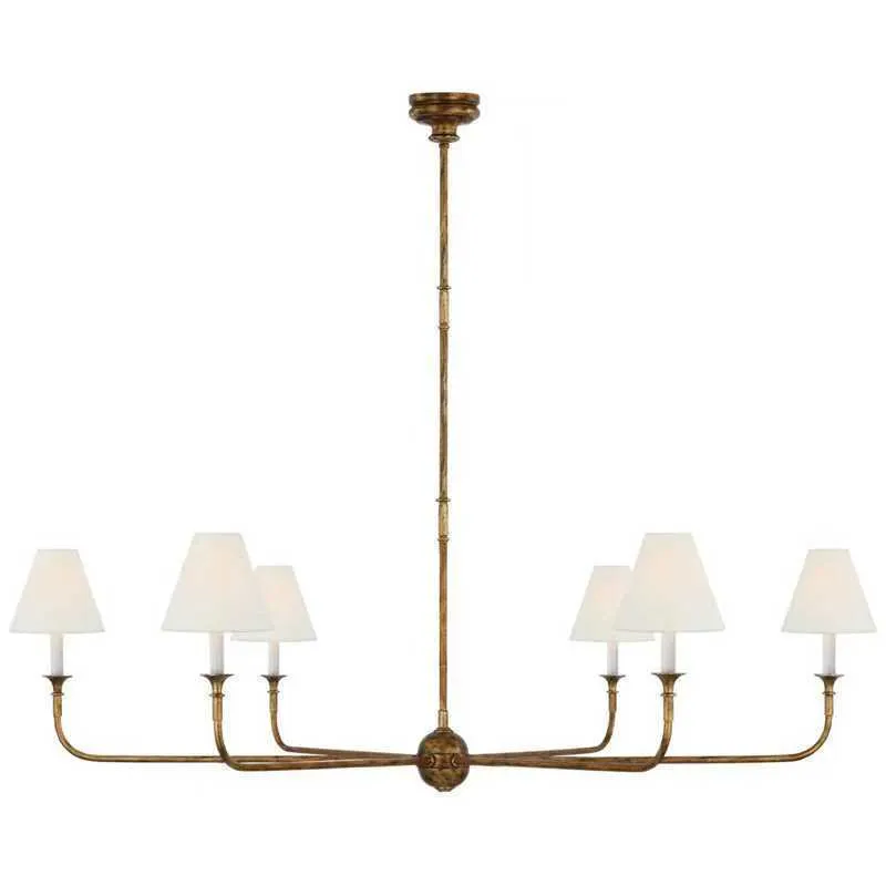 All copper branch chandelier with fabric shades in American simple design for living room