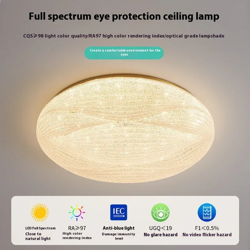 Modern light luxury cream style copper round ceiling lamp for bedroom with 26cm diameter option