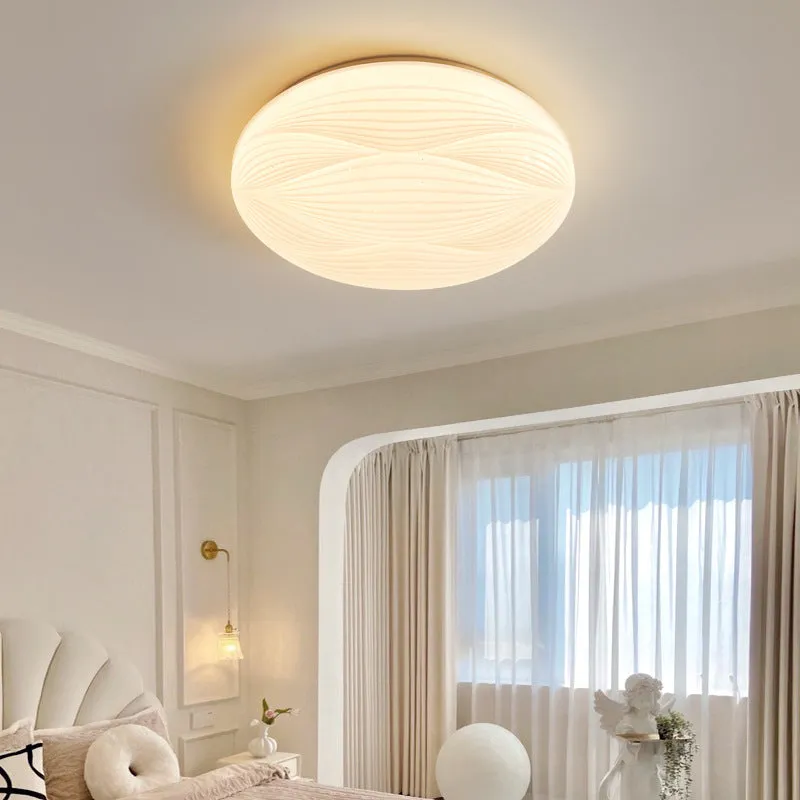 Modern light luxury cream style copper round ceiling lamp for bedroom with 26cm diameter option