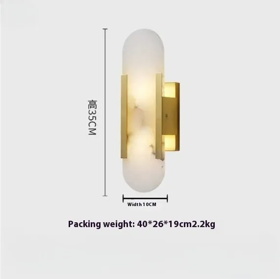 Light luxury background wall marble wall lamp in A Gold with wrought iron art decoration