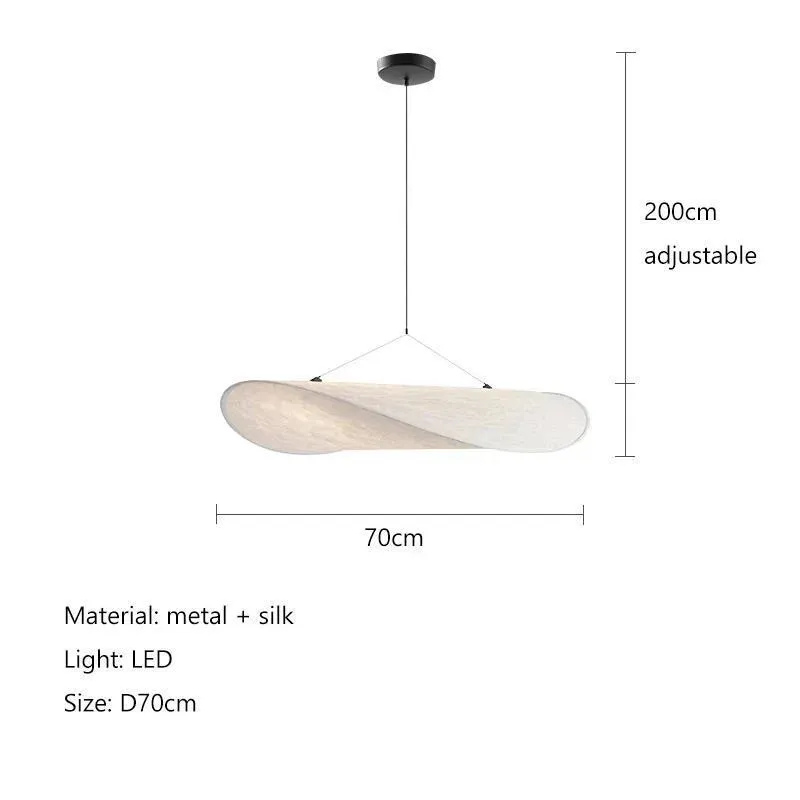 LED chandelier metal silk dining table kitchen bar pendant light remote control tri colour 60cm