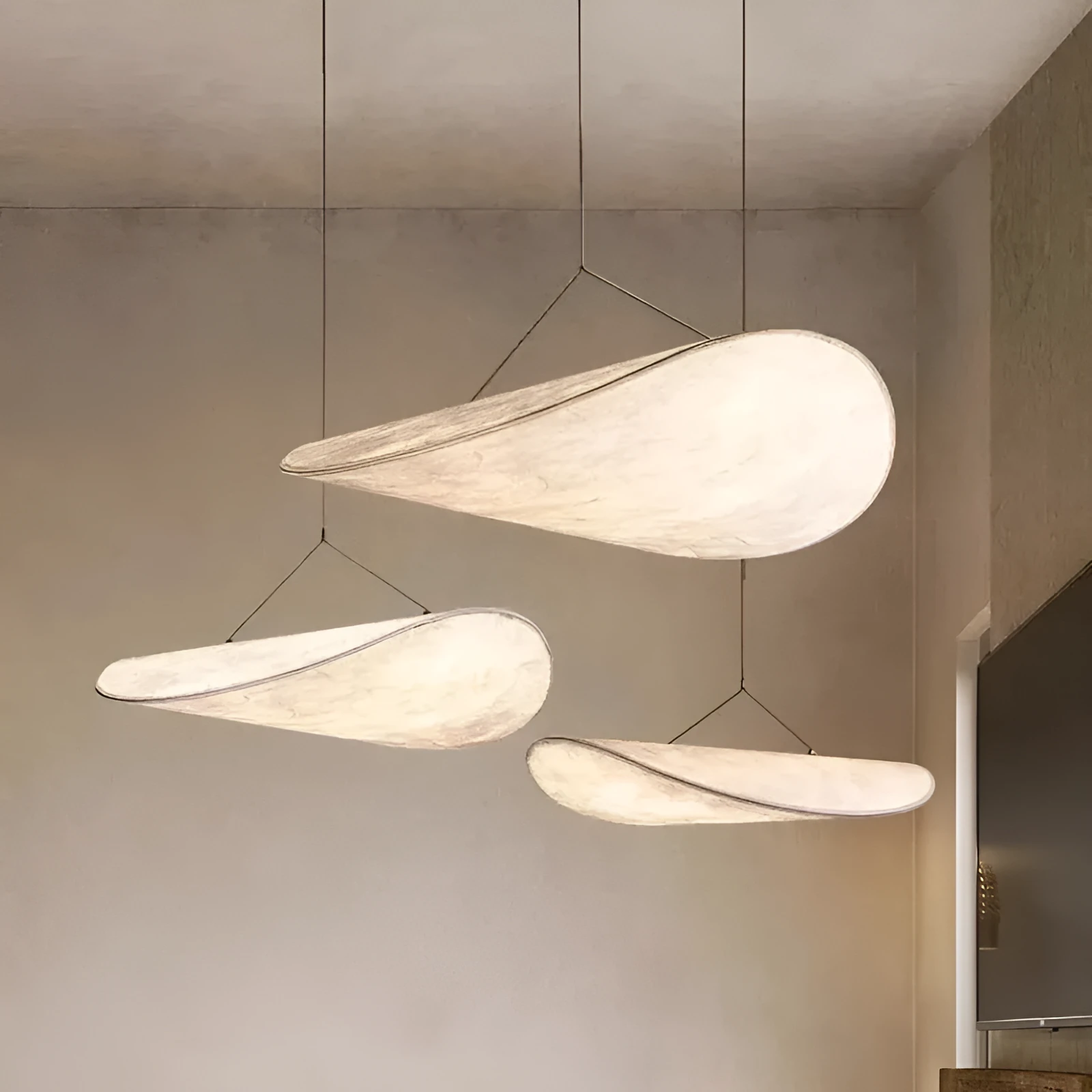 LED chandelier metal silk dining table kitchen bar pendant light remote control tri colour 60cm