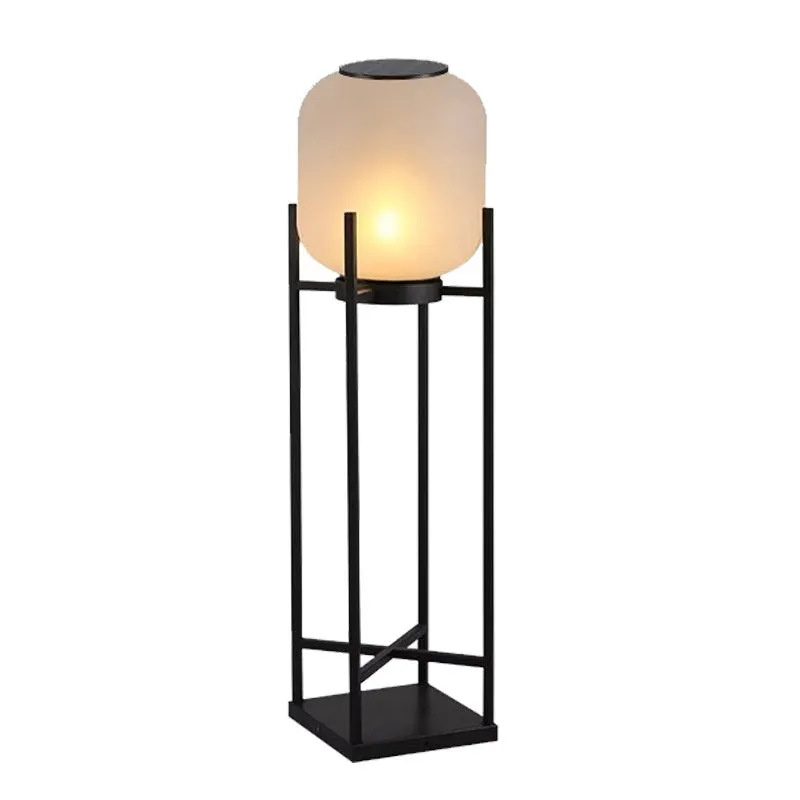 Simple solar outdoor courtyard landscape lamp in stainless steel, 48cm height, IP55 rated, with solar panel on top