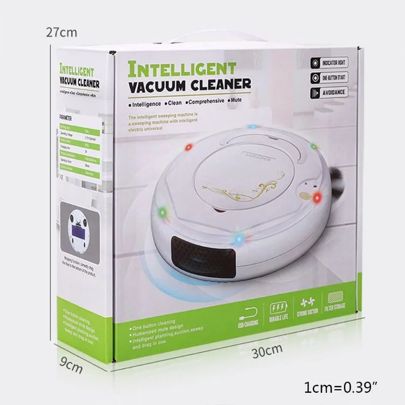 Lazy Smart floor sweeping robot vacuum cleaner in black, blue, white, blue light or white light