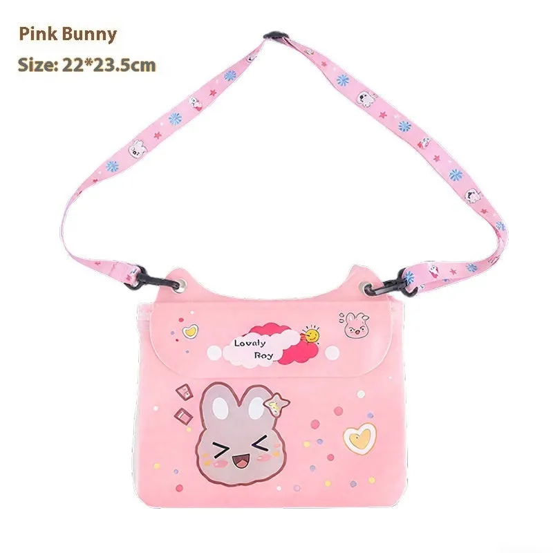 PVC waterproof mobile waist bag with touch screen and adjustable strap, blue whale cartoon design
