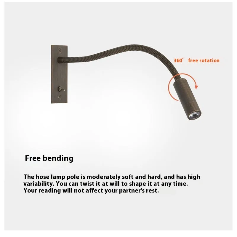Embedded aluminium wall lamp in sand nickel finish for bedside use with warm LED light