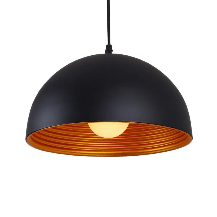 Industrial style chandelier double-layer semicircle outer black inner gold pendant light for office