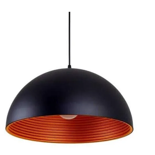 Industrial style chandelier double-layer semicircle outer black inner gold pendant light for office