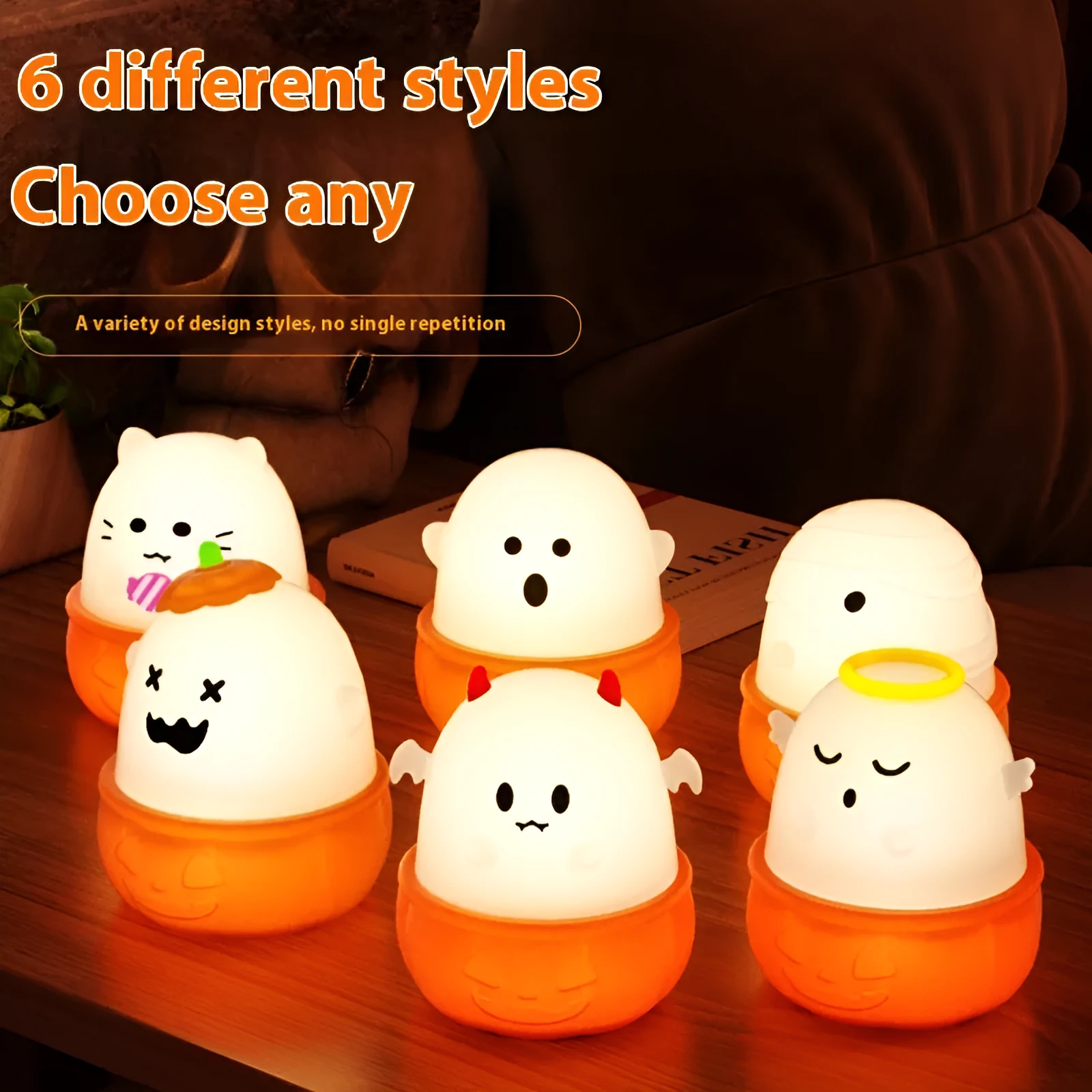 Small USB-charged silicone night lamp with warm light, 87.8x72mm, children's bedroom design