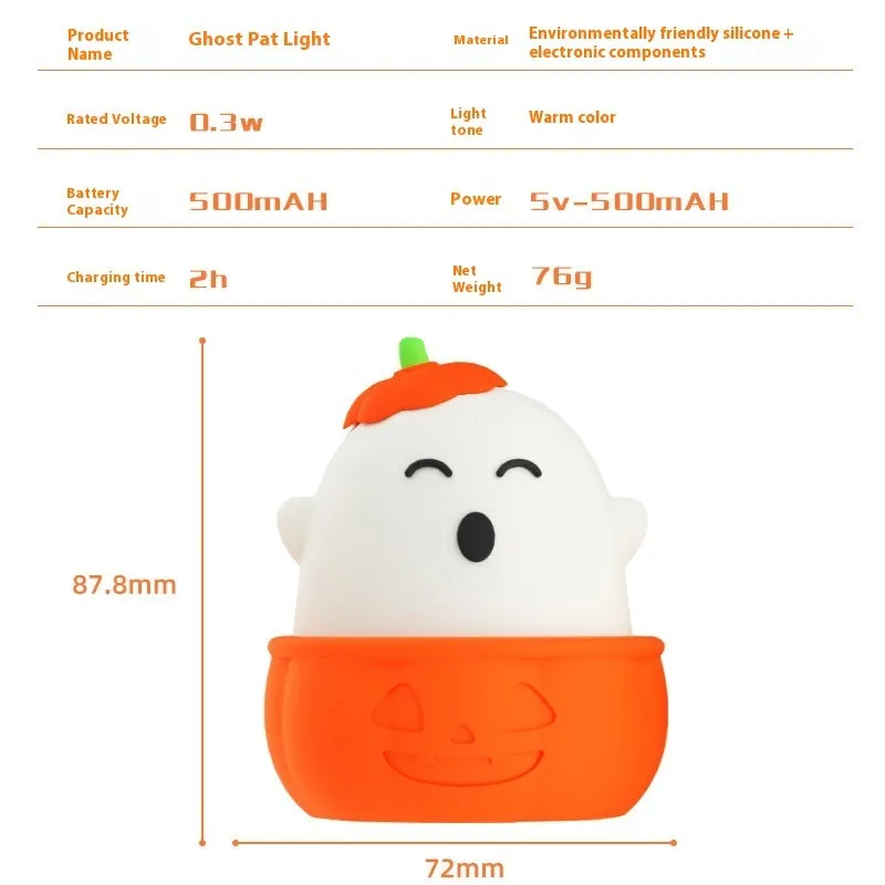 Small USB-charged silicone night lamp with warm light, 87.8x72mm, children's bedroom design