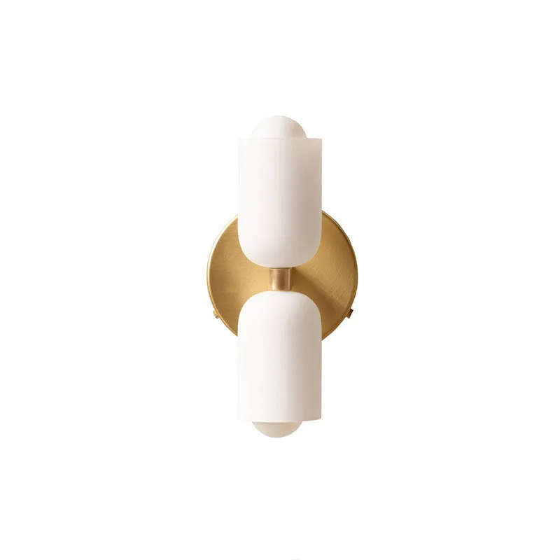 Cream style double-head wall lamp with glass shade and iron base, white lampshade, modern simplicity design