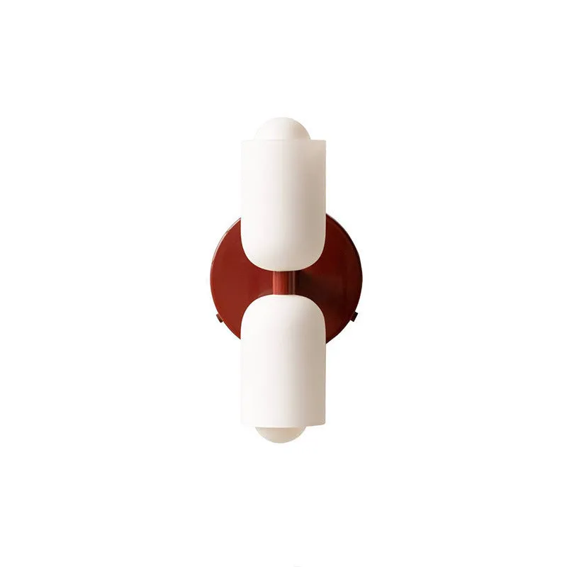 Cream style double-head wall lamp with glass shade and iron base, white lampshade, modern simplicity design