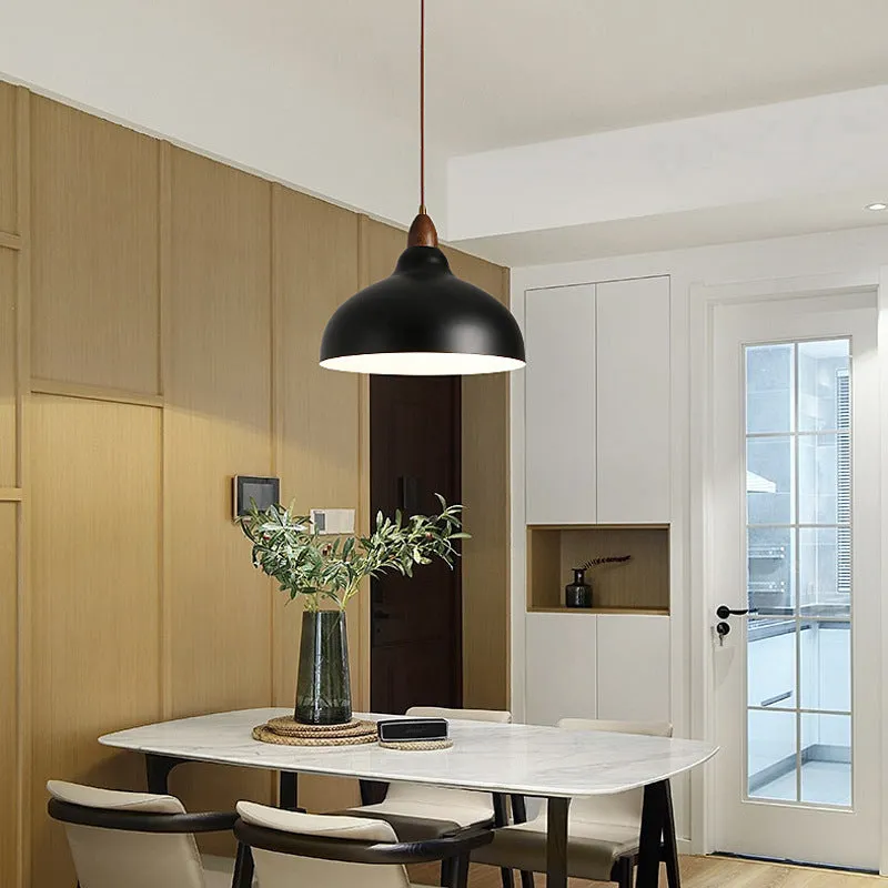 Simple modern Japanese style LED chandelier 35cm black iron ceiling light for bedroom dining room
