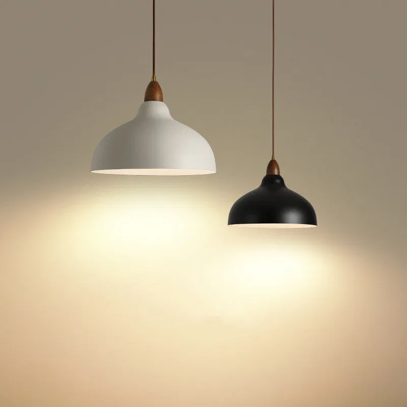 Simple modern Japanese style LED chandelier 35cm black iron ceiling light for bedroom dining room