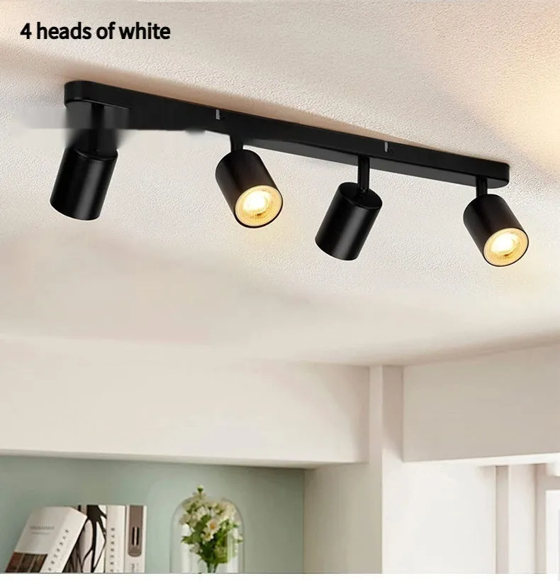 Three-head adjustable angle ceiling spotlight in white aluminium finish for TV background wall