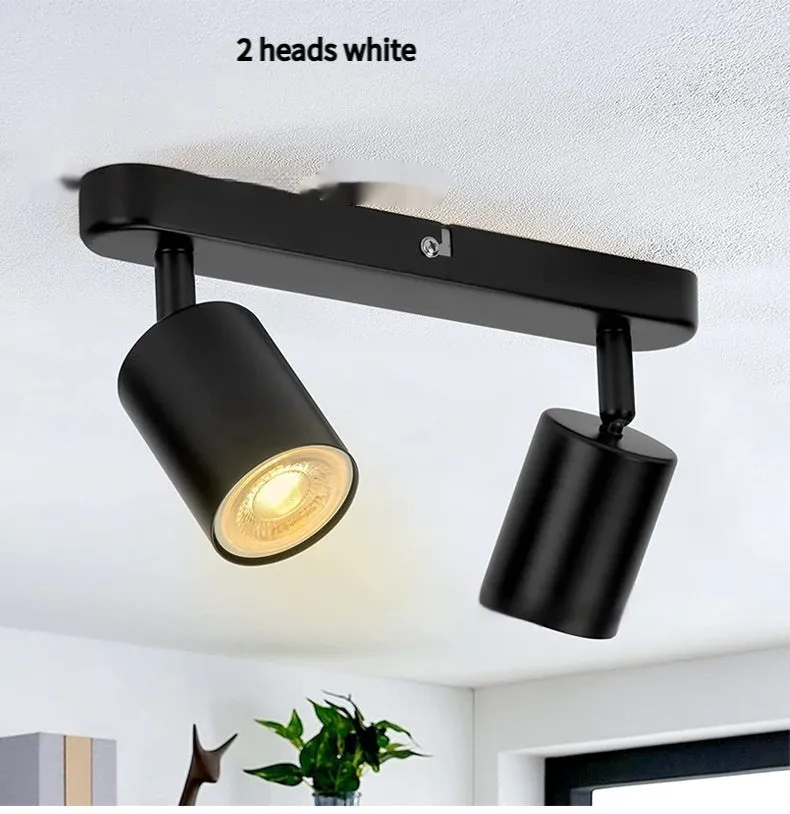 Three-head adjustable angle ceiling spotlight in white aluminium finish for TV background wall