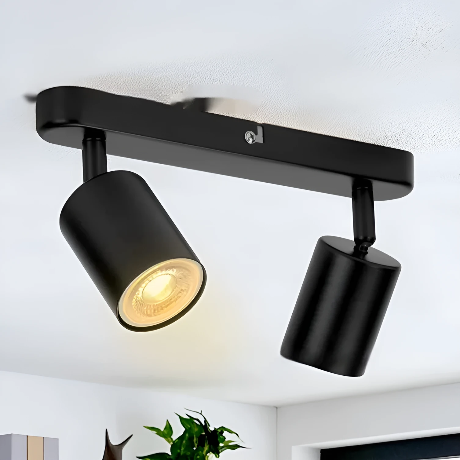 Three-head adjustable angle ceiling spotlight in white aluminium finish for TV background wall
