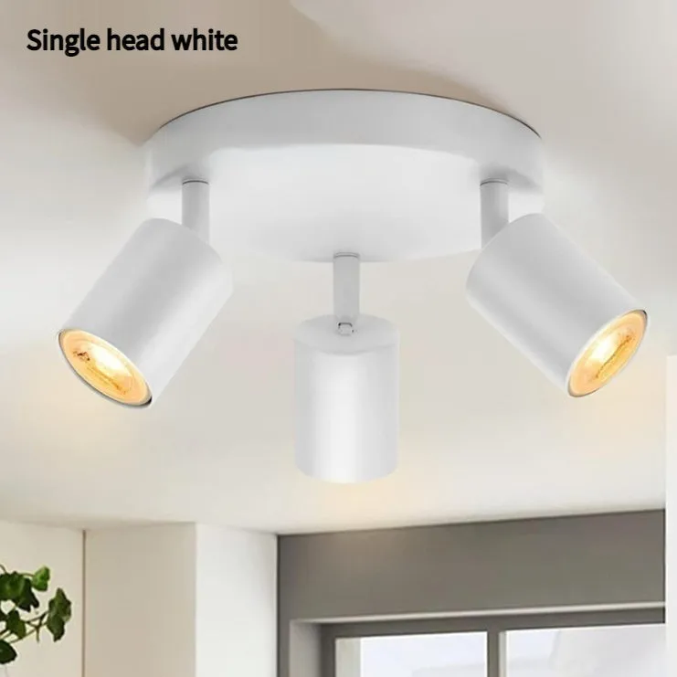 Three-head adjustable angle ceiling spotlight in white aluminium finish for TV background wall