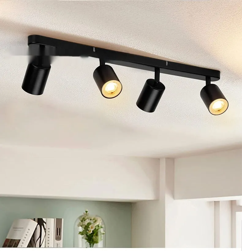 Three-head adjustable angle ceiling spotlight in white aluminium finish for TV background wall