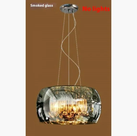 Modern minimalist LED ceiling chandelier with smoky gray glass cover for living room dining room