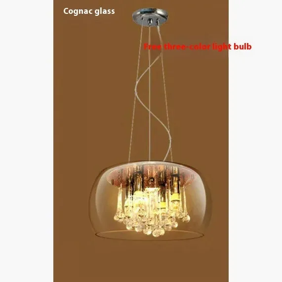Modern minimalist LED ceiling chandelier with smoky gray glass cover for living room dining room