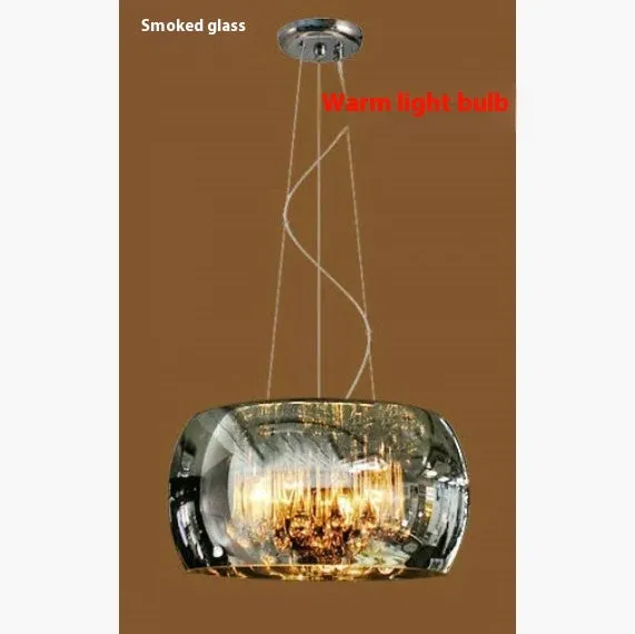 Modern minimalist LED ceiling chandelier with smoky gray glass cover for living room dining room