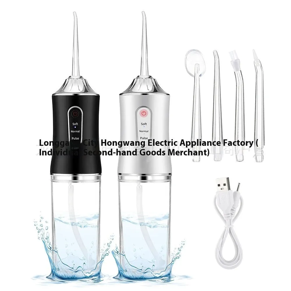Pink electric water flosser with 300ml tank, multiple nozzles, and IPX7 waterproof design