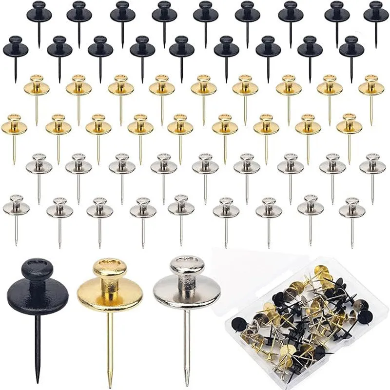 Fancy metal thumb tack for corkboard decoration in black gold silver bronze mixed colour