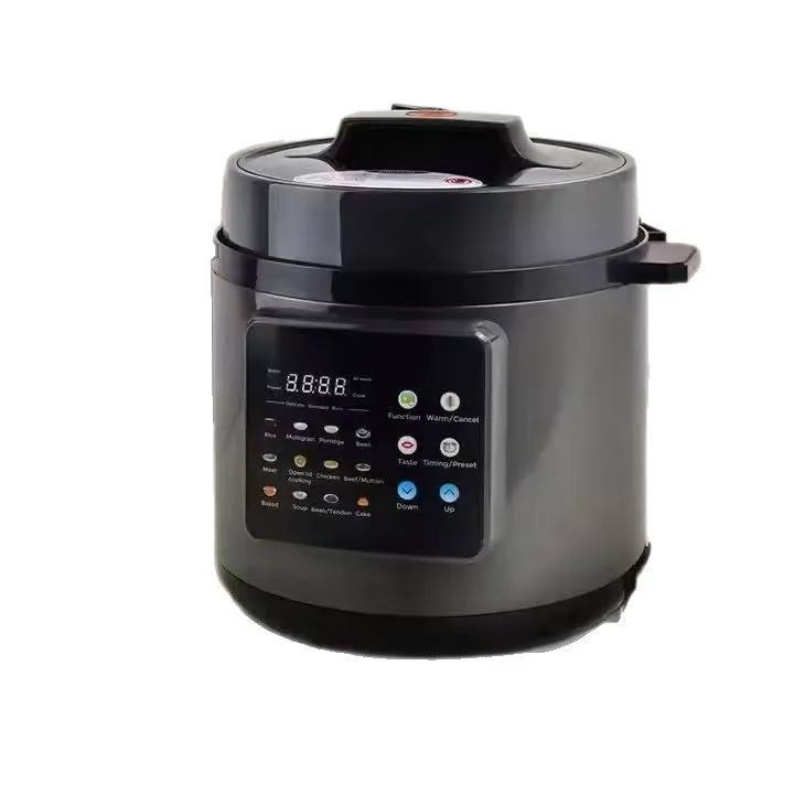6L multifunctional automatic electric pressure cooker with touch buttons, LCD display, and aluminium core lining