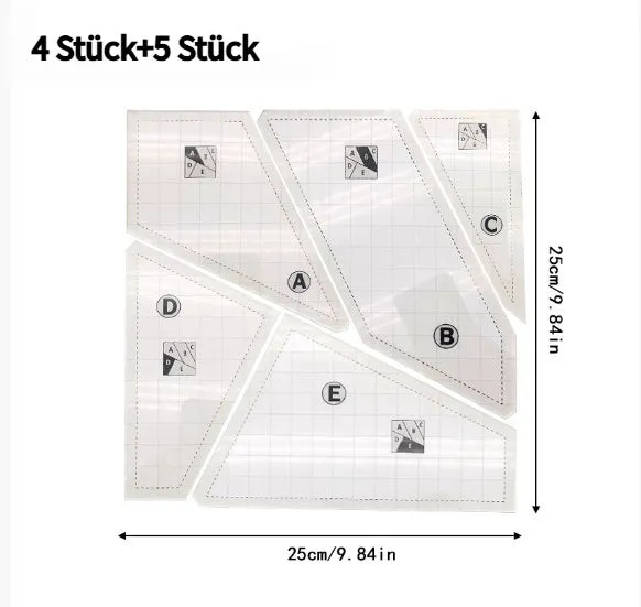 Acrylic patchwork ruler set with triangle rulers in 6, 8, and 10 inches