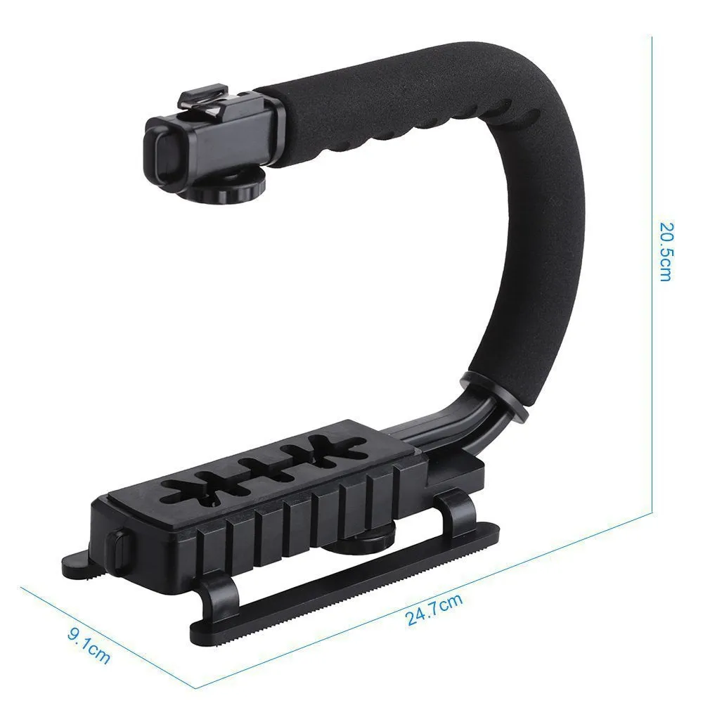 U-shaped aluminium alloy camera stabiliser 30x20cm with hot shoe mount