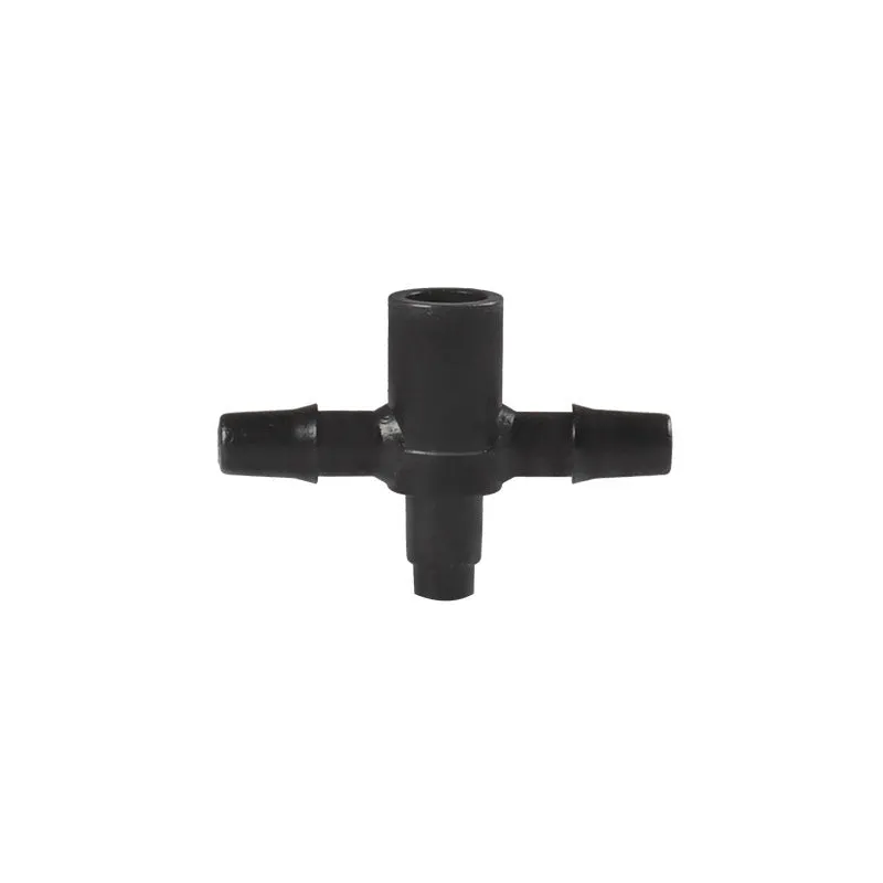 PE plastic tee joint connector for garden irrigation water distribution systems.