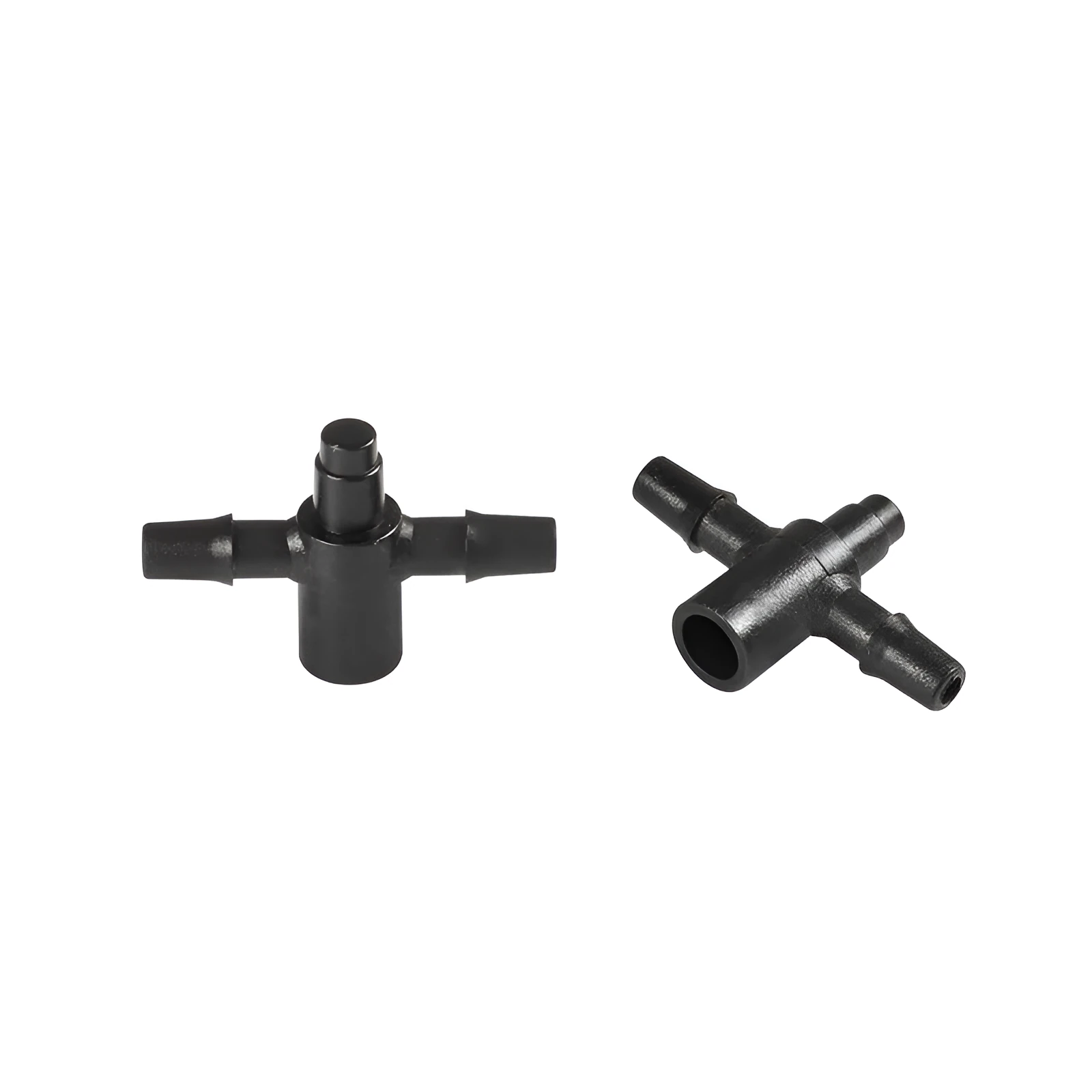 PE plastic tee joint connector for garden irrigation water distribution systems.