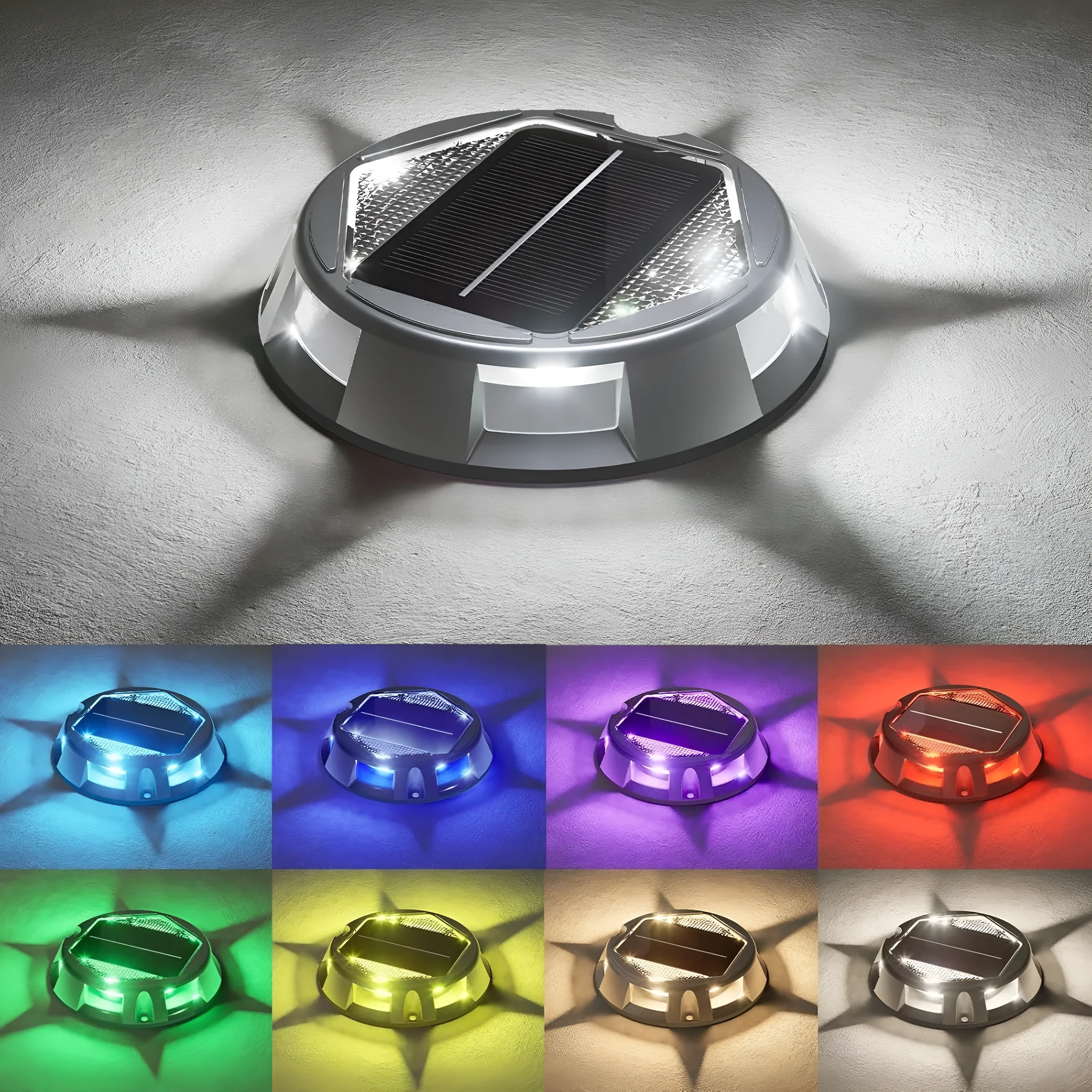Solar floor lamp with IP68 rating, 2W LED, and colourful fixed colour RBG option for outdoor garden use