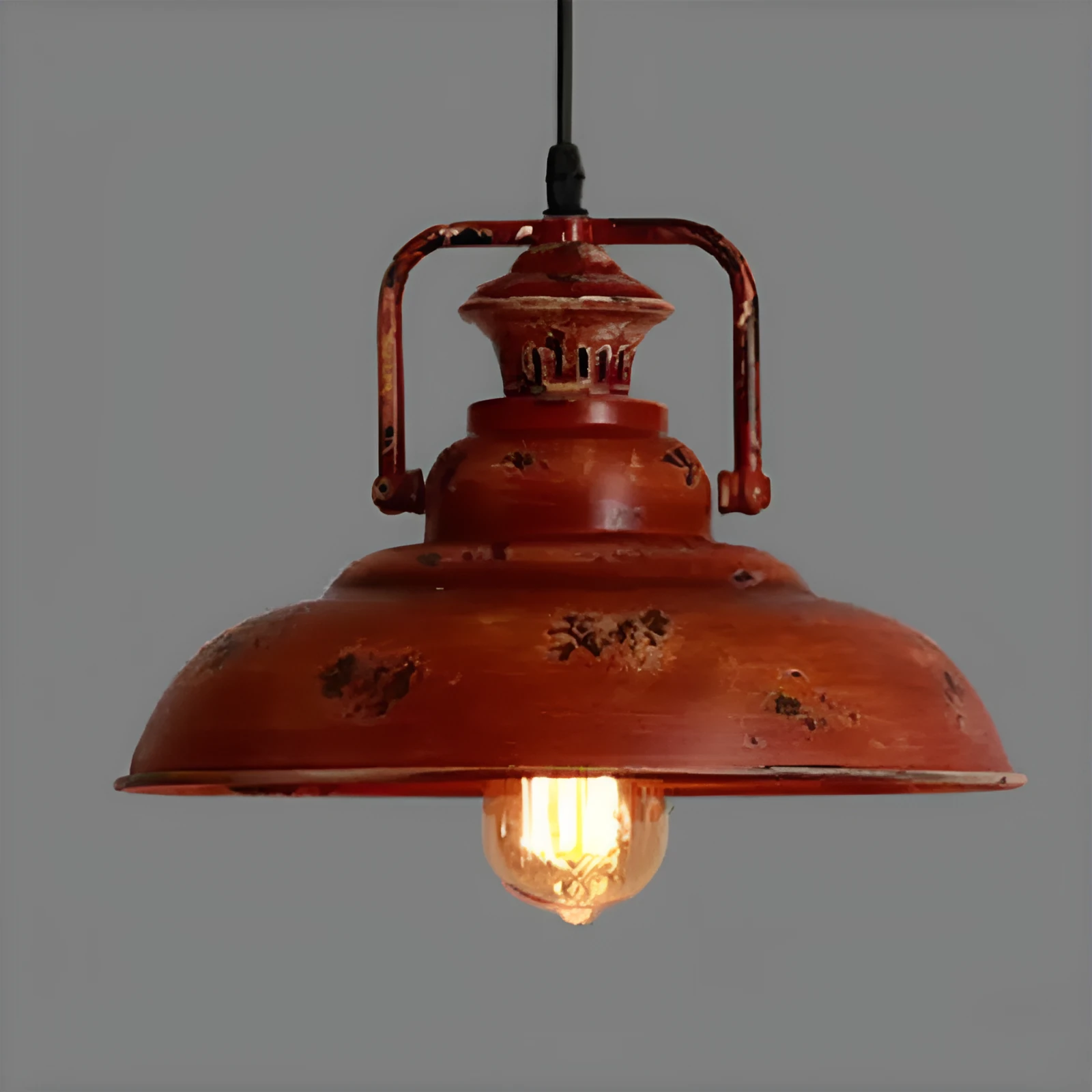 Personalised single-head iron pot cover chandelier in pastoral style for coffee restaurant dining room