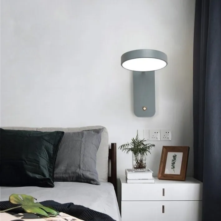 Nordic rotatable iron bedside lamp 26x25cm in gray finish