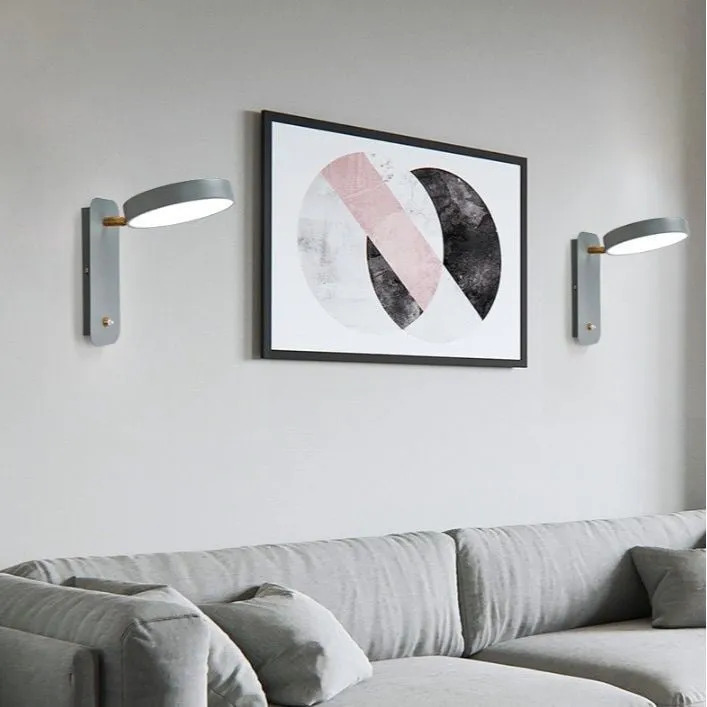 Nordic rotatable iron bedside lamp 26x25cm in gray finish
