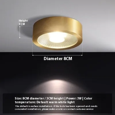 All-copper surface mounted LED downlight available in 8cm, 10cm, 12cm diameters with adjustable colour temperature 3000K-6000K