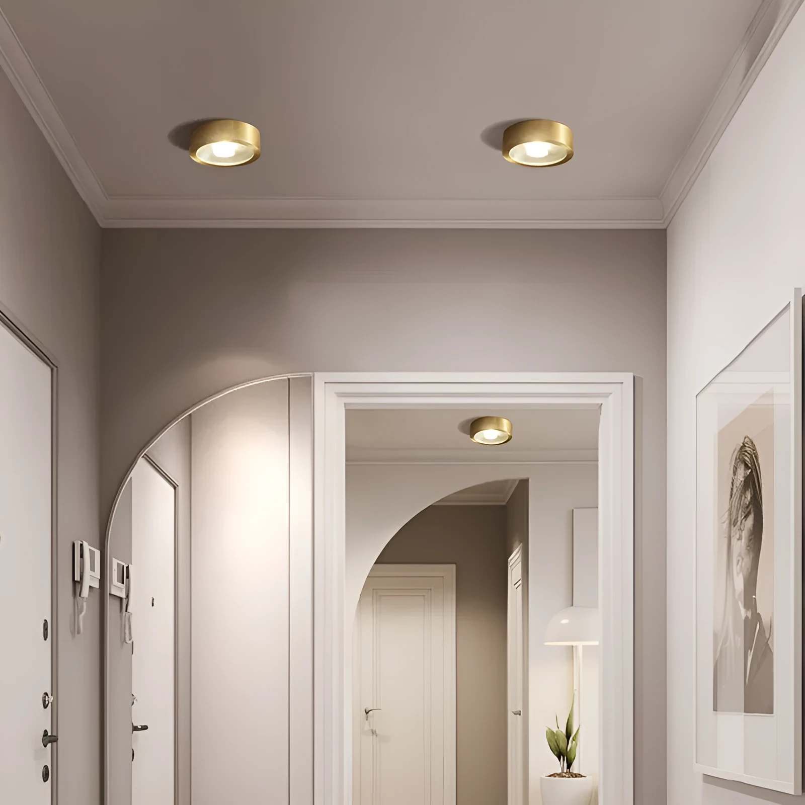 All-copper surface mounted LED downlight available in 8cm, 10cm, 12cm diameters with adjustable colour temperature 3000K-6000K