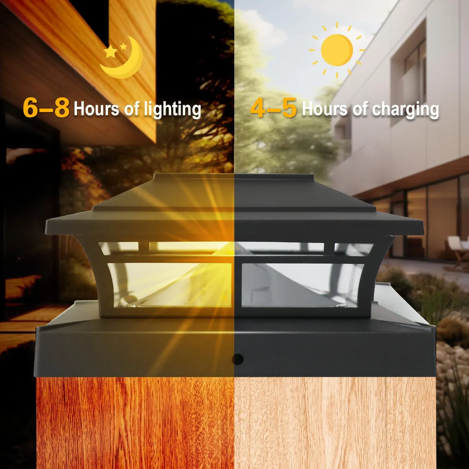 Solar pile fence outdoor yard lamp with ABS shell, warm and white light options, for garden handrail and lawn