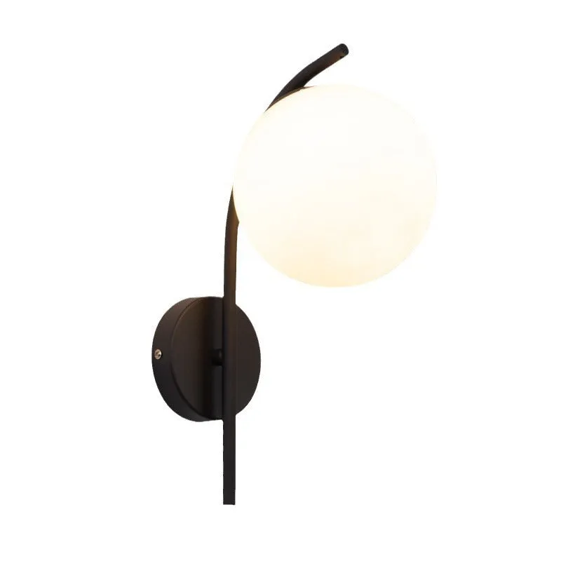 Nordic iron wall lamp with milky white cover installed on staircase wall