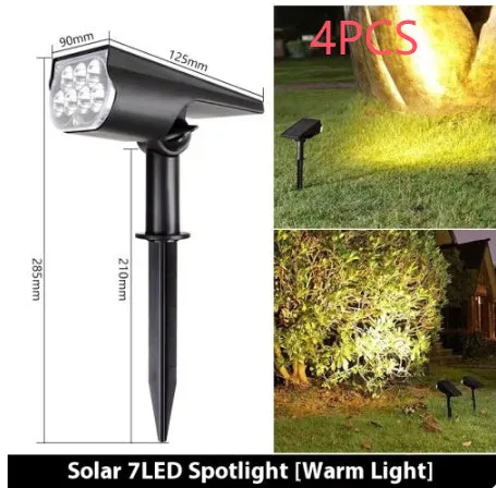 Solar spotlight with geometric abstract art design, available in 2LED or 7LED with white warm or colourful light