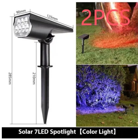 Solar spotlight with geometric abstract art design, available in 2LED or 7LED with white warm or colourful light