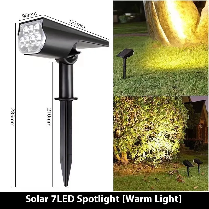 Solar spotlight with geometric abstract art design, available in 2LED or 7LED with white warm or colourful light