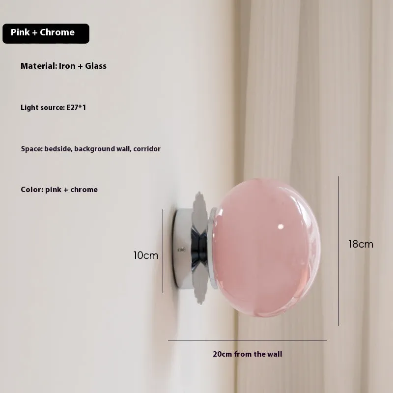 French retro cream magic bean wall lamp with wrought iron frame and glass shade, 18cm diameter, gold plating option