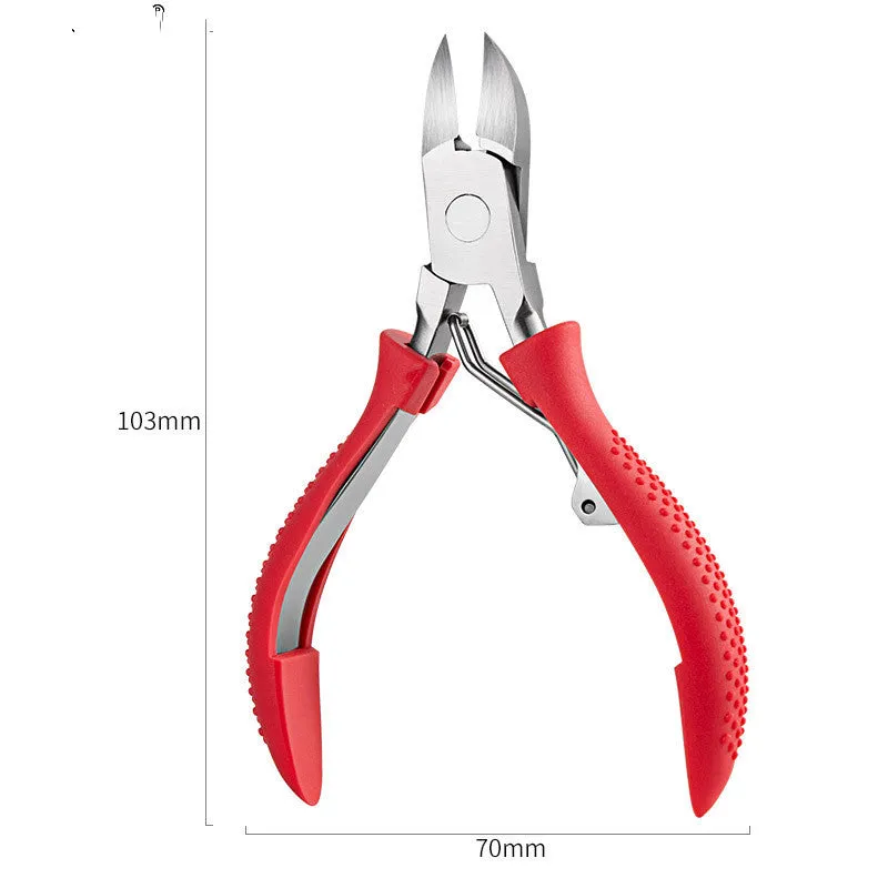 Stainless steel nail clippers with olecranon dead skin scissors in red, black, blue, and wine red colour options