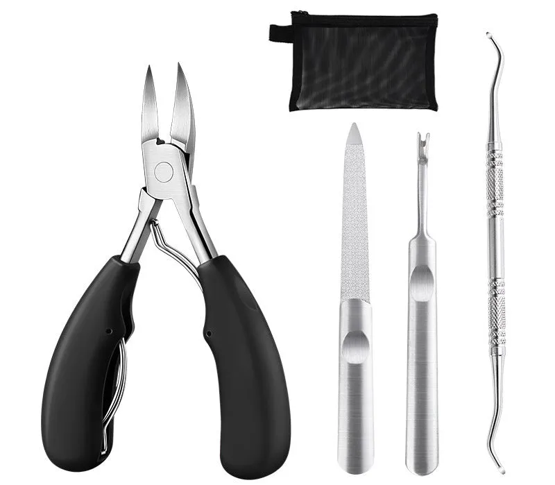 Stainless steel nail clippers with olecranon dead skin scissors in red, black, blue, and wine red colour options