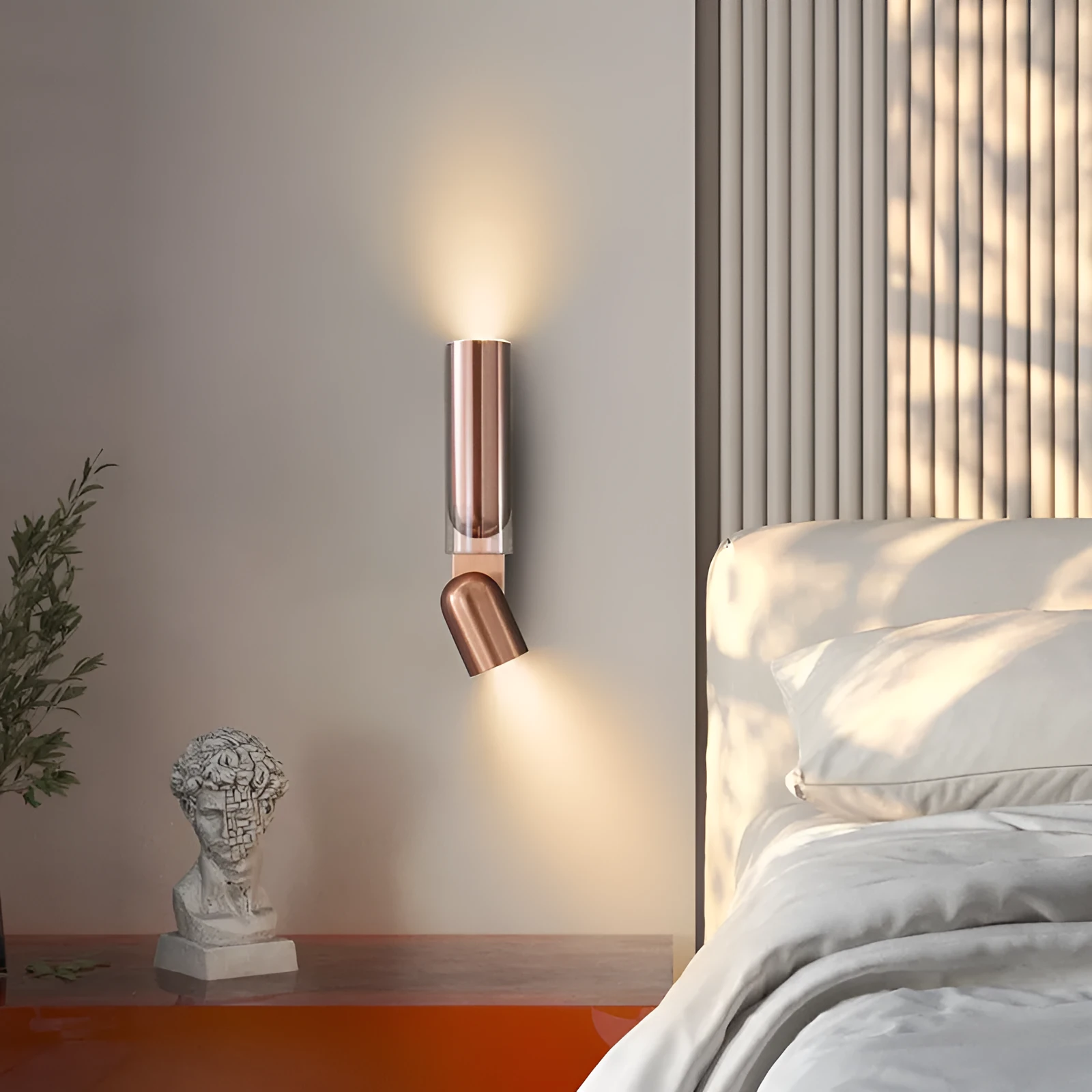 Rotating adjustable Nordic LED wall lamp with 5W warm light in brushed gun black finish