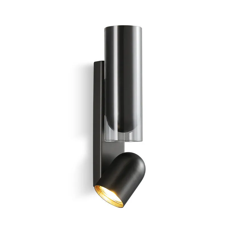 Rotating adjustable Nordic LED wall lamp with 5W warm light in brushed gun black finish