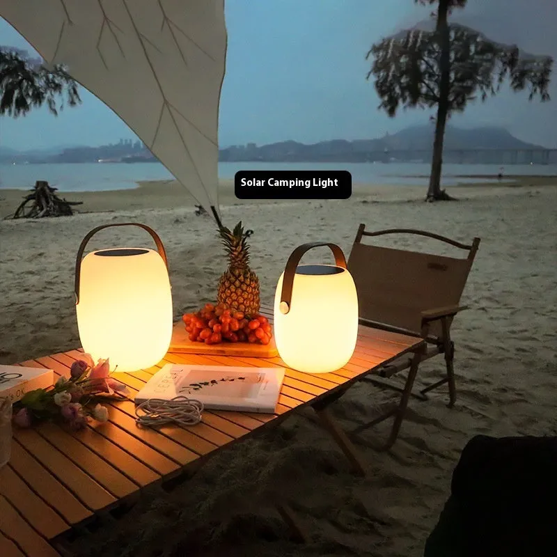 White plastic garden ambience light, IP65 waterproof, USB rechargeable, two sizes 18x27cm and 21x31cm